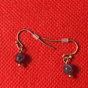 Amethyst Ball Dangle French Hook Pierced Earrings